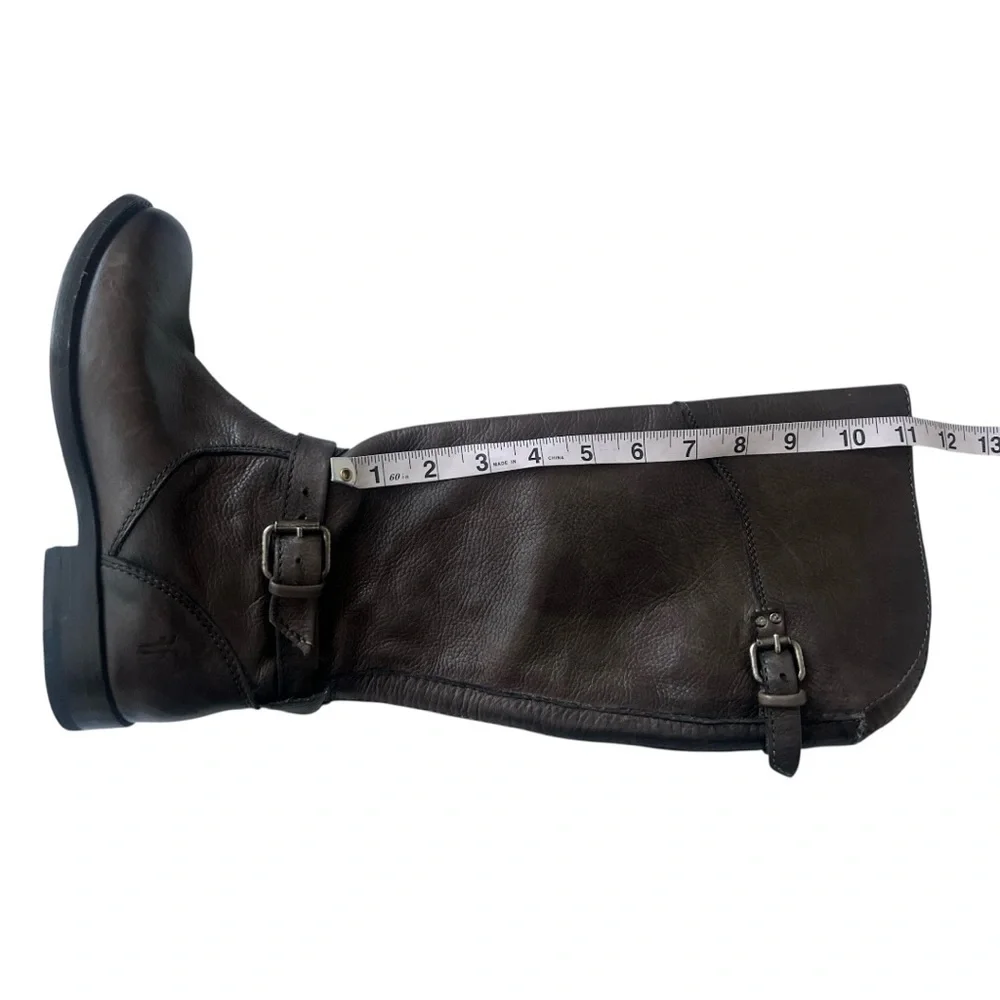 Frye Phillip Brown Leather Tall Western Riding Boots 3476847 Block Heel Size 6B